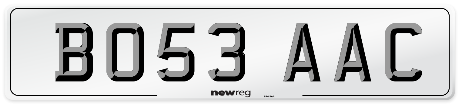 BO53 AAC Number Plate from New Reg